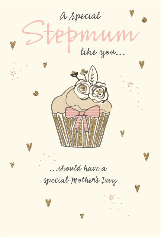 For Stepmum Cupcake Glitter Finished Mother's Day Card