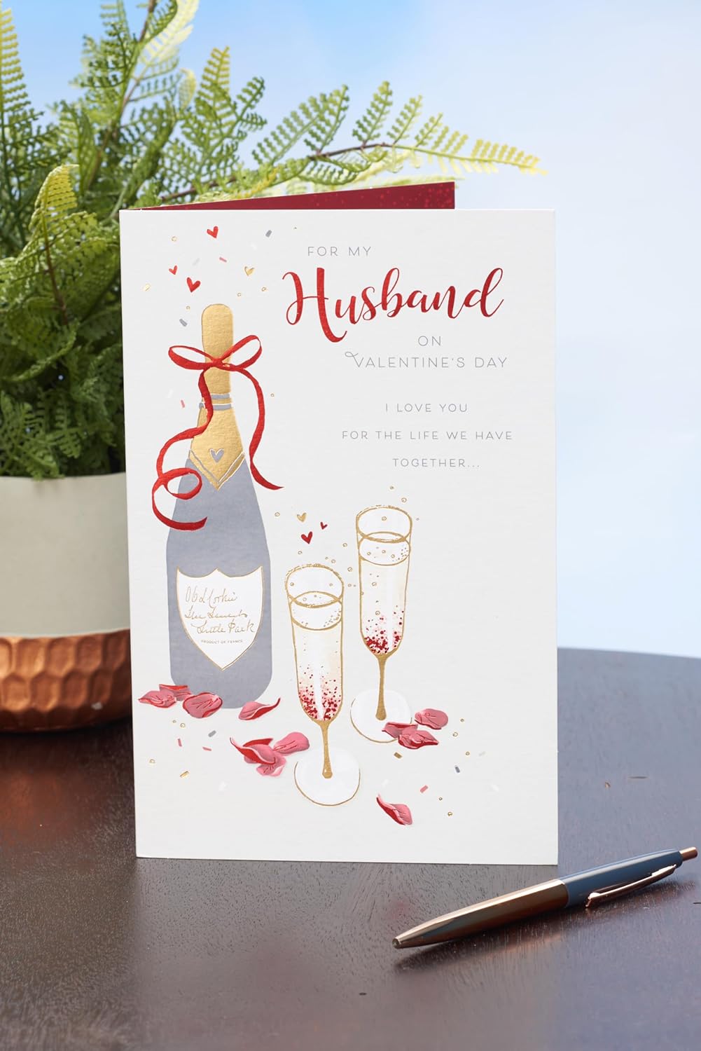 For My Husband Champagne Design Valentines Day Card