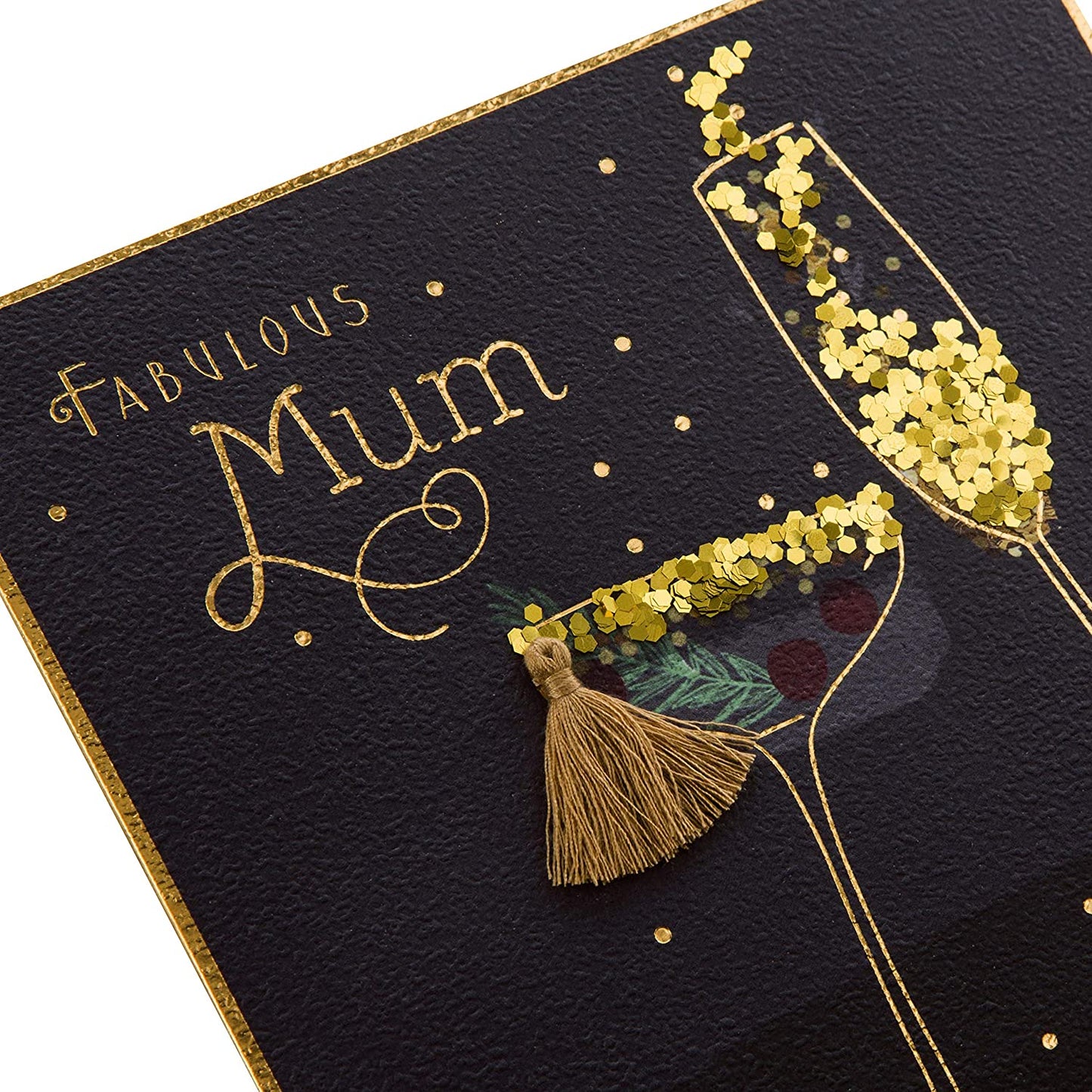 Christmas Card for Mum Contemporary Cocktail Design with Tassel Attachment 