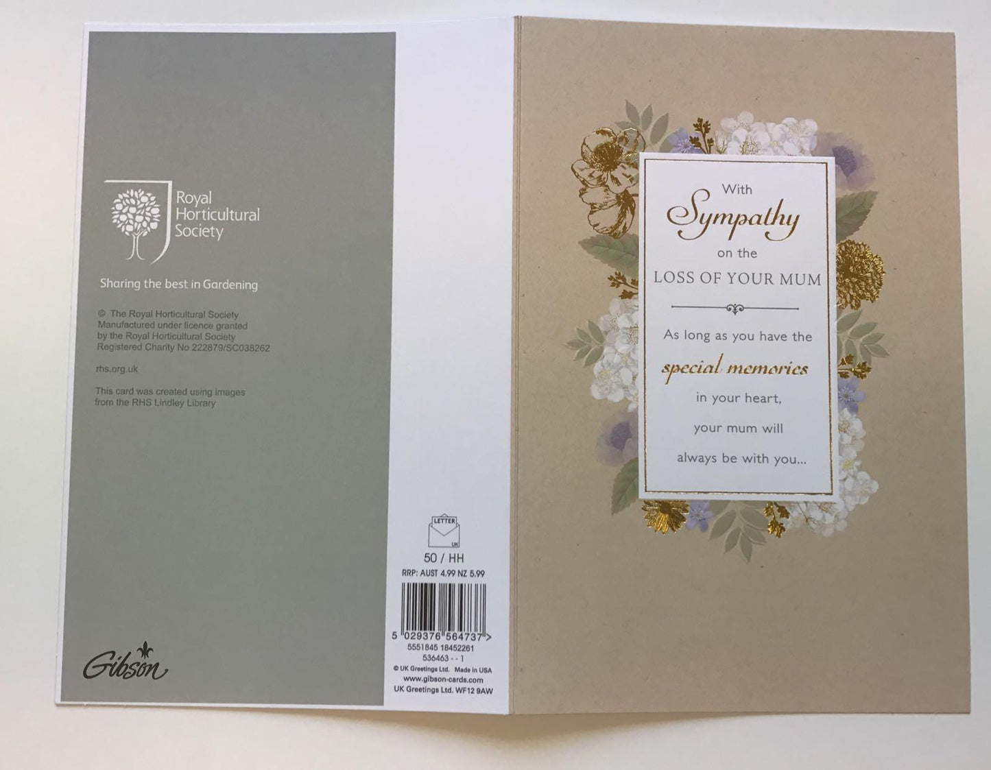 Loss of Mum Nice Verse Sympathy Greeting Card Thinking of you