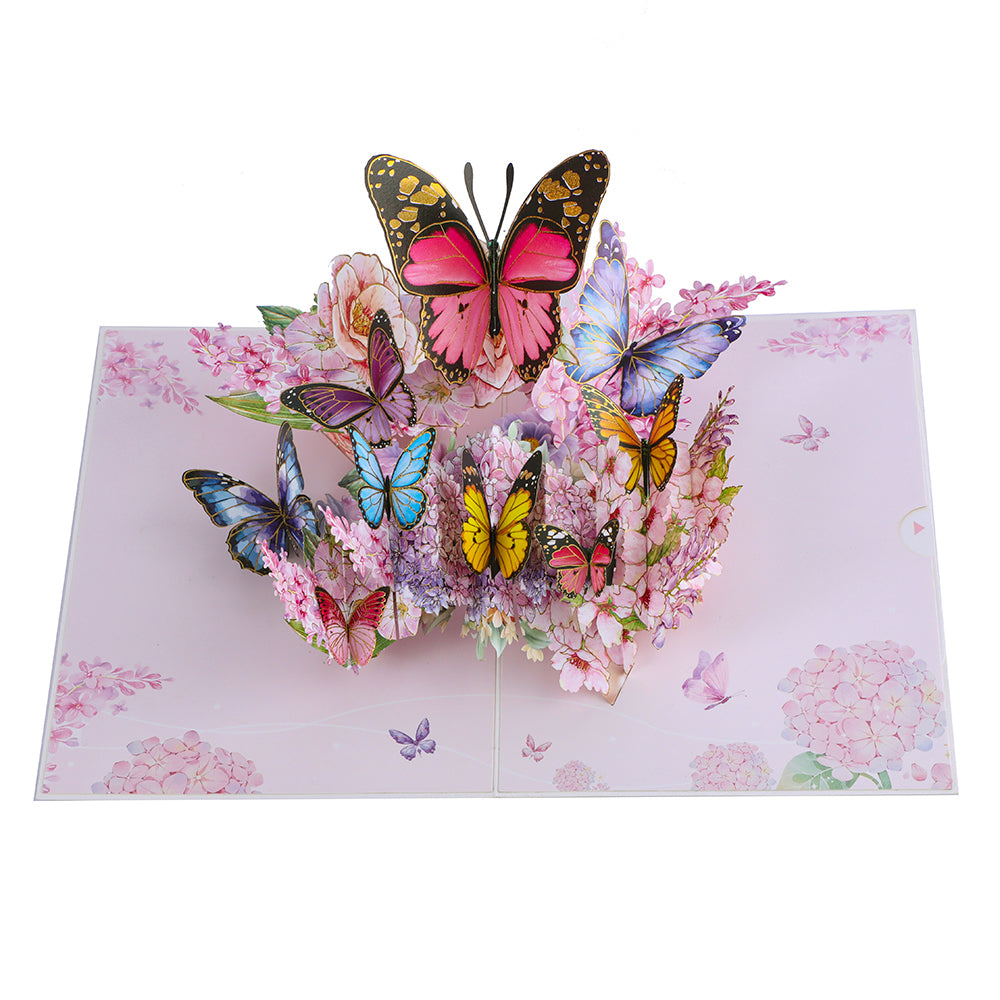 Pink Butterfly 3D Pop Up Greeting Card - Birthday Mother Anniversary Valentine's Day