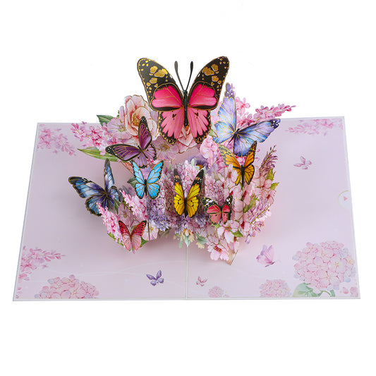Pink Butterfly 3D Pop Up Greeting Card - Birthday Mother Anniversary Valentine's Day