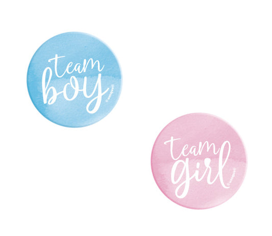 Pack of 10 Team Boy or Girl Gender Reveal Buttons