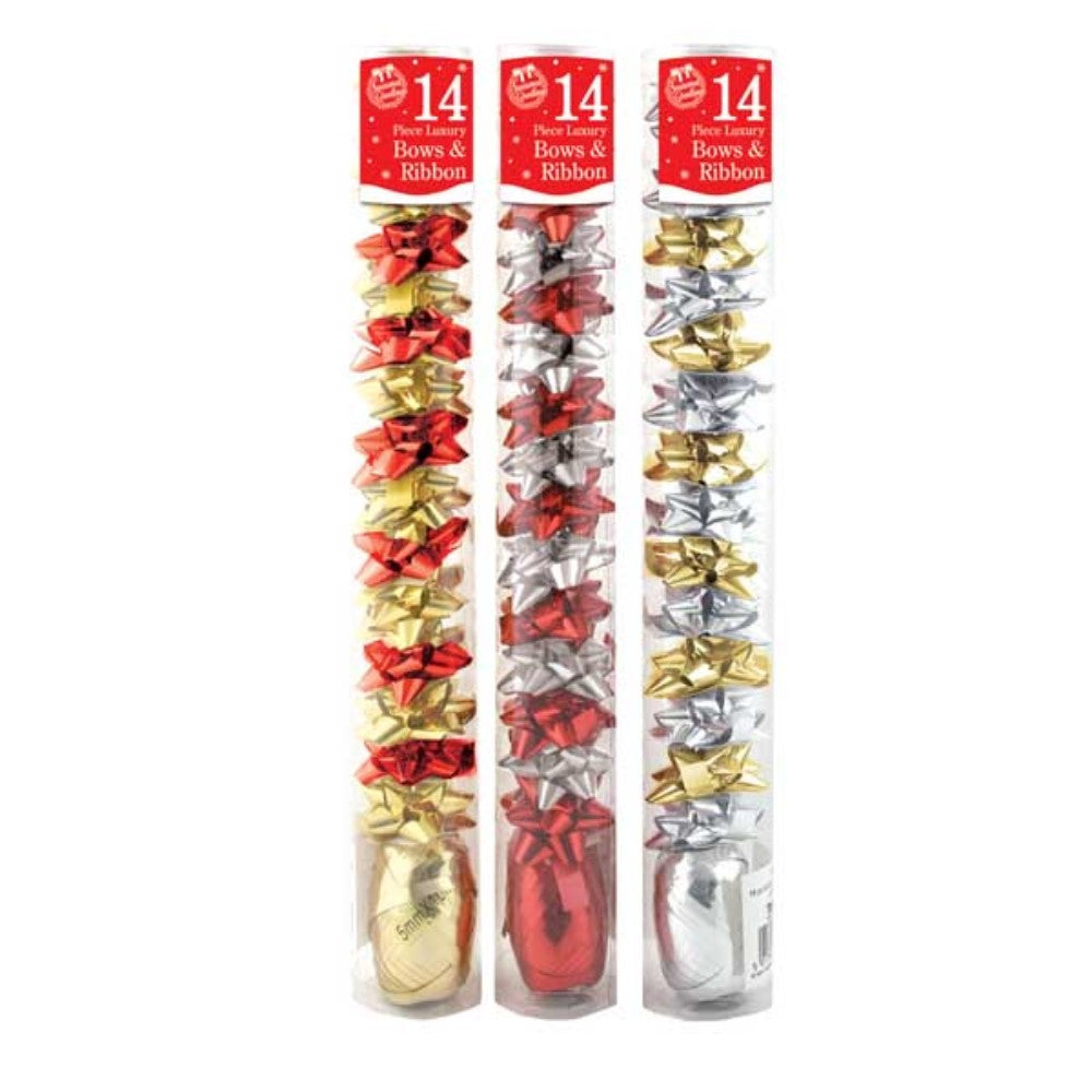 Pack of 14 Christmas Wrap Bows & Ribbon