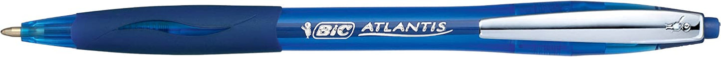 Pack of 12 Bic Atlantis Premium Medium Blue Ballpoint Pens