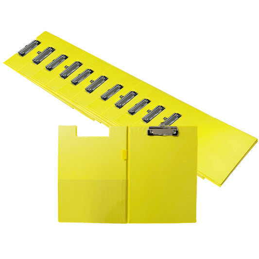 Pack of 12 A4 Neon Yellow Foldover Clipboards