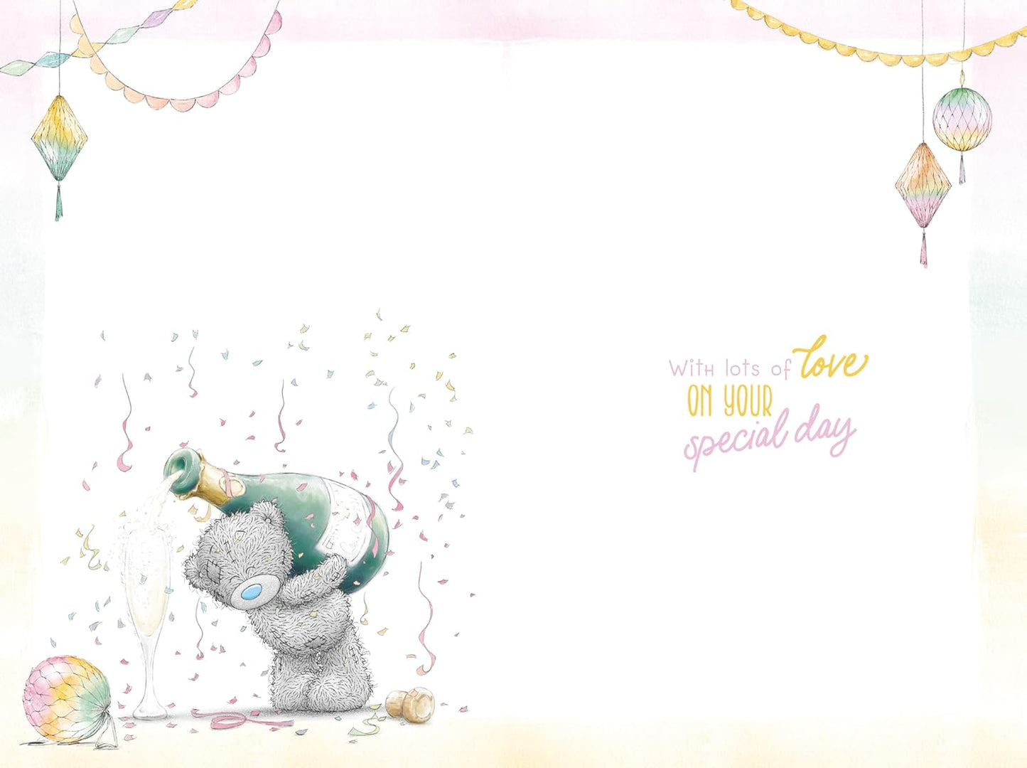 Bear With Champagne Glass 21st Birthday Card