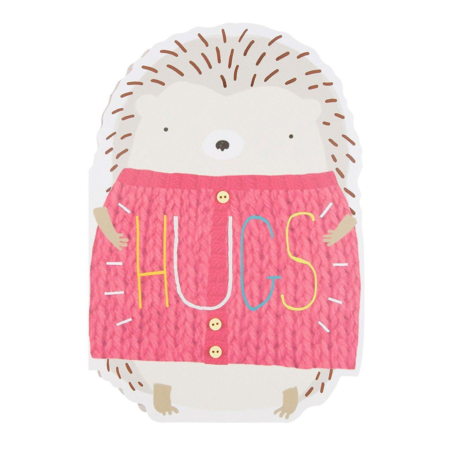 'Hugs' Adorable Button Attachment Mother's Day Card 