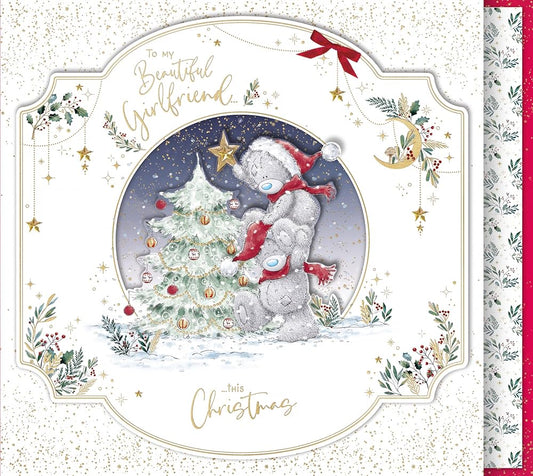 Bears Decorating Tree For Beautiful Girlfriend Luxury Extra-Large Boxed Handmade Christmas Card
