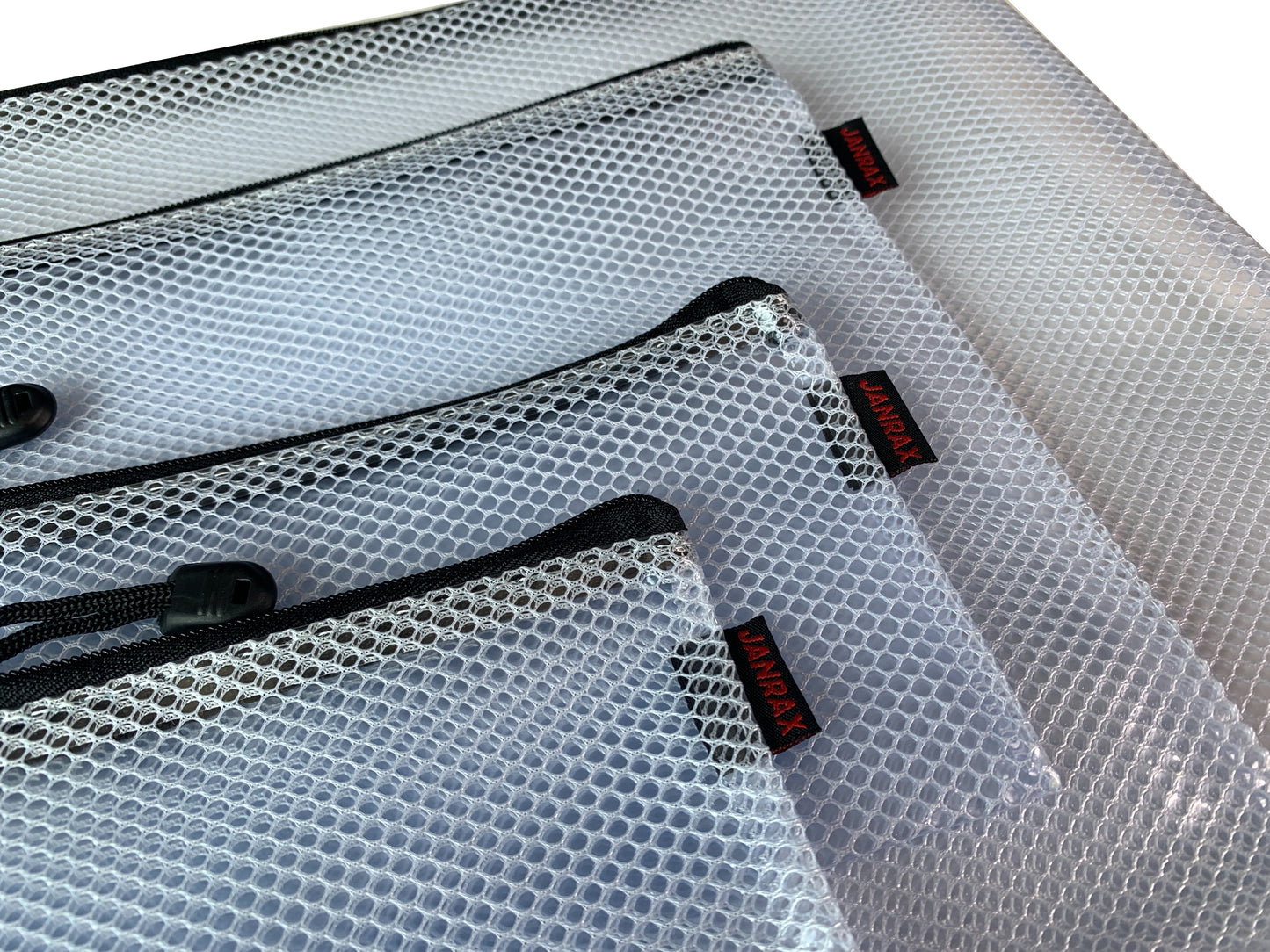 Pack of 48 Premium A5 Black Zip Mesh Bags by Janrax