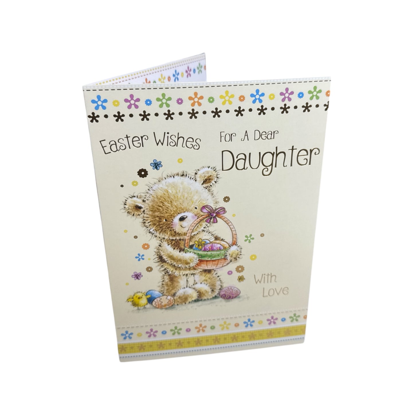 For Dear Daughter Teddy Holding Egg Basket Design Easter Card