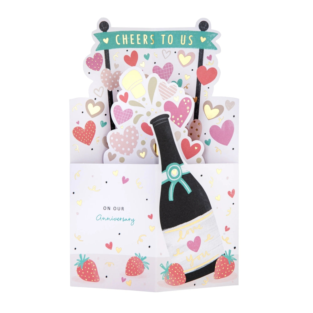 3D Pop-Up Champagne Bottle Design Anniversary Card