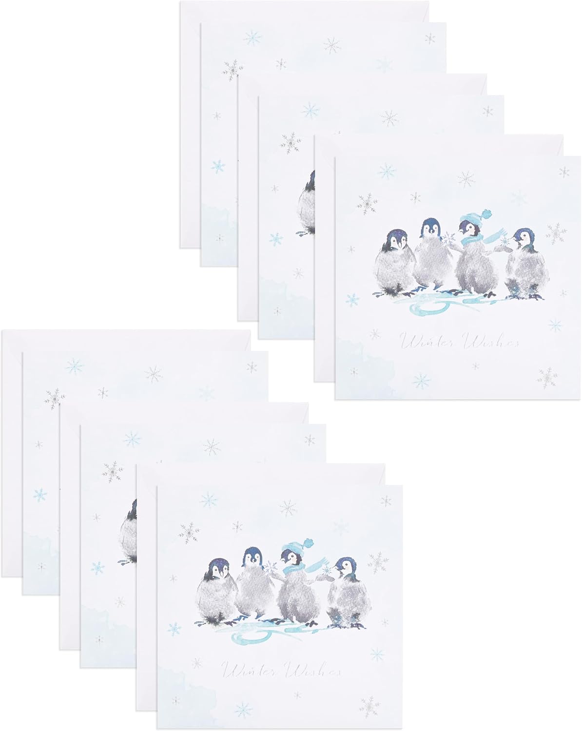 Multipack of 6 Penguins Design Christmas Cards with Envelopes