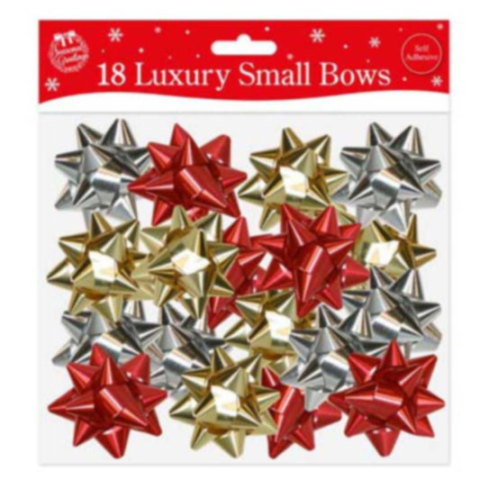 Pack of 18 Luxury Christmas Traditional Colour Small Bows