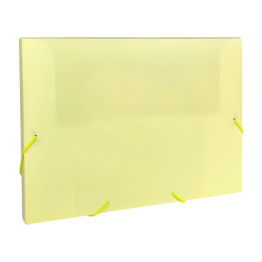 Pack of 10 Pastel Yellow A4 Elastic Closure Box Files
