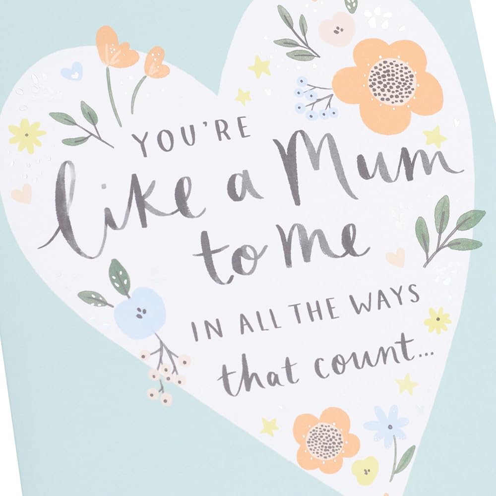 Big Heart with Flowers Design Like A Mum To Me Mother's Day Card