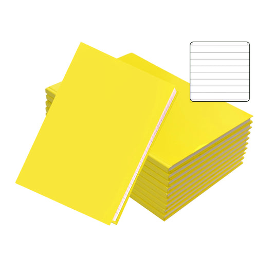 Pack of 10 A4 160 Pages 8mm Ruled Yellow Casebound Notebooks