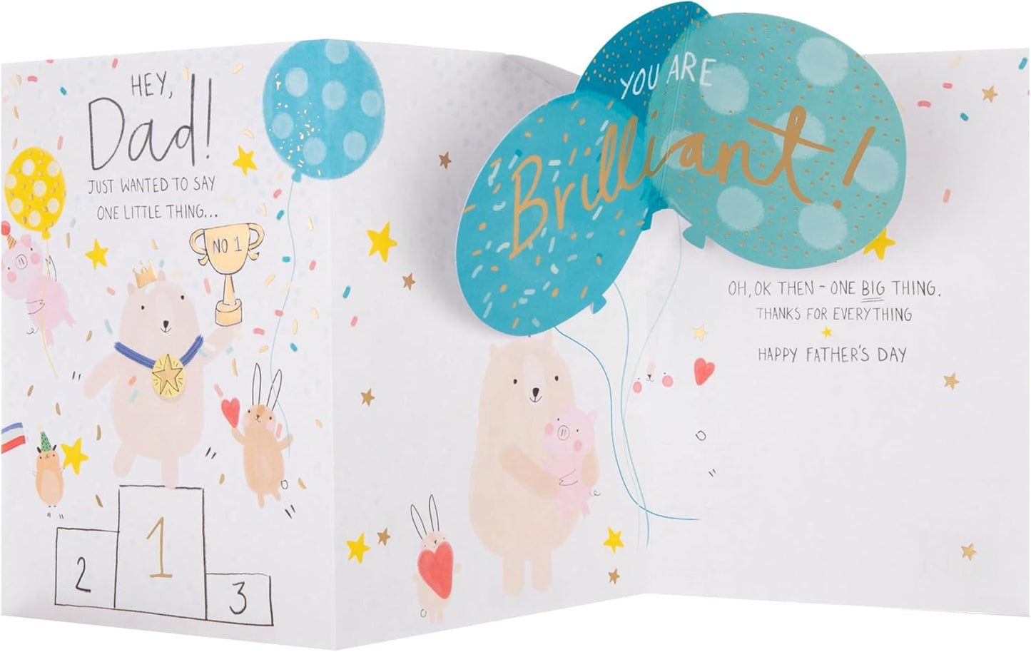 Pop-Up Balloons & Bear For Dad Father's Day Card