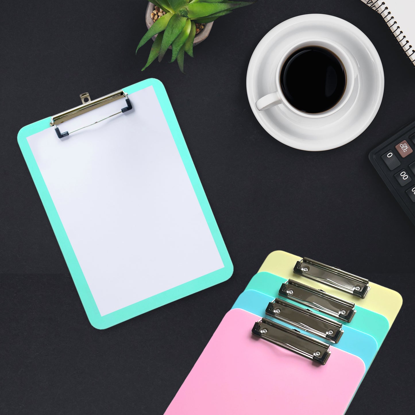 A4 Pastel Green Plastic Clipboard with Metal Clip and Round Corner
