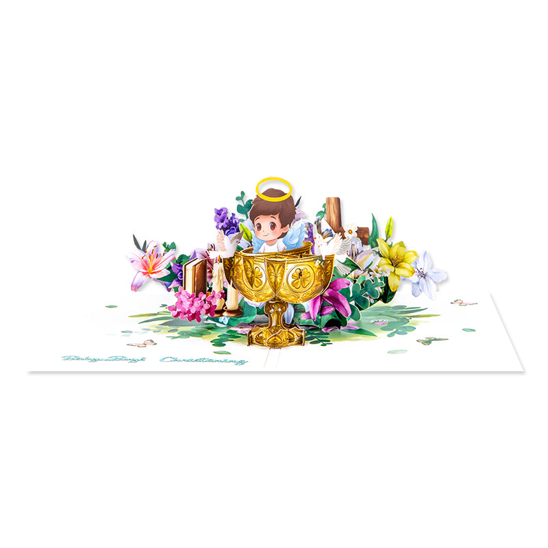 Blessed Beginnings Boy’s Baptism Pop Up Card