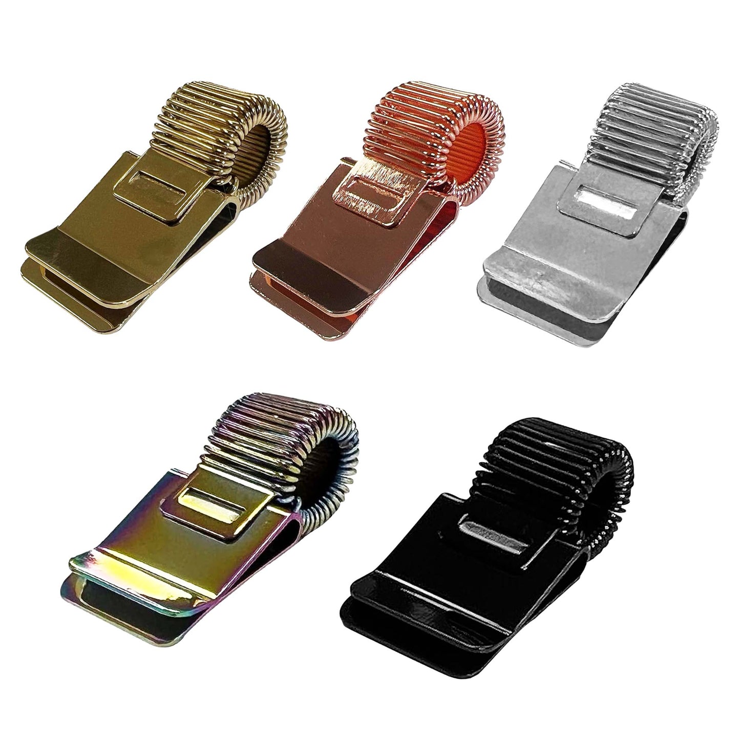 Pack of 6 Iridescent Metal Pen Holder Clips for Notebooks and Clipboards