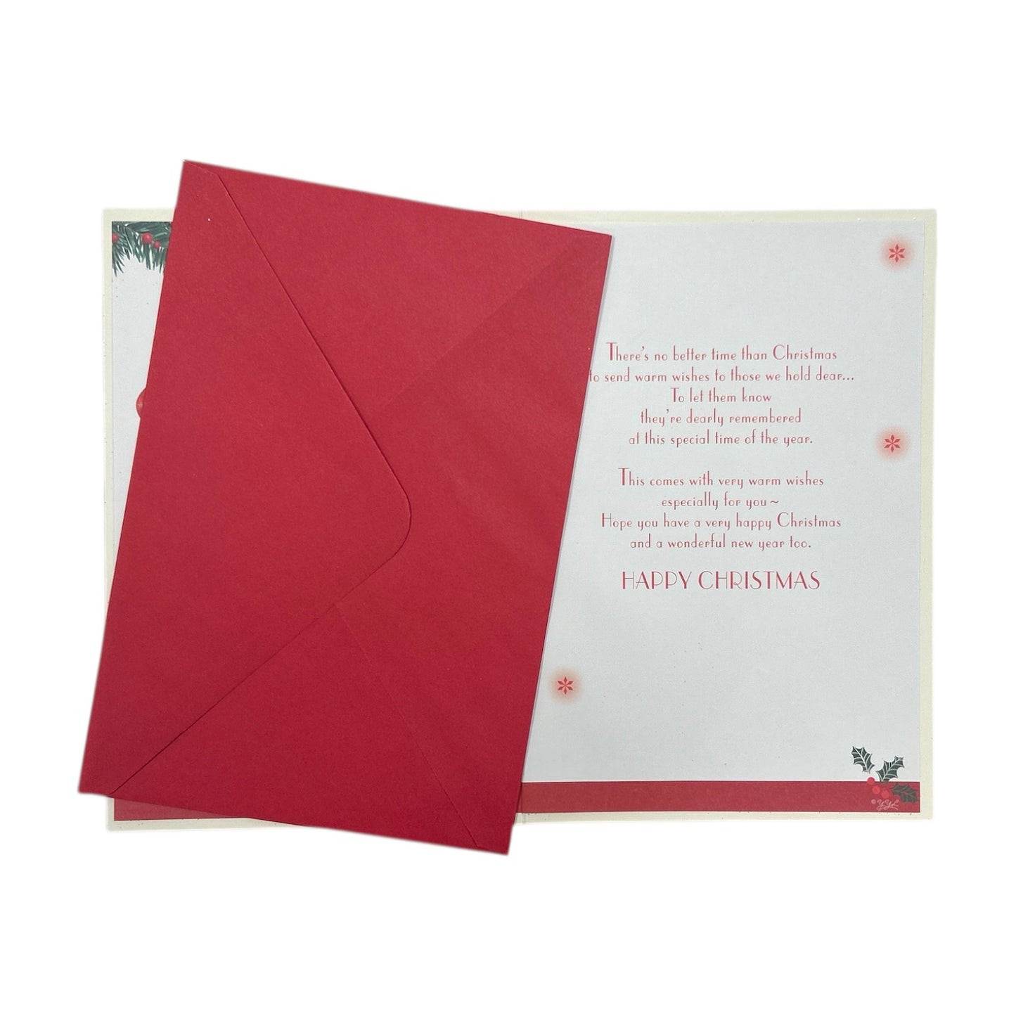 For Granddaughter & Family Red & Gold Ornament Christmas Card