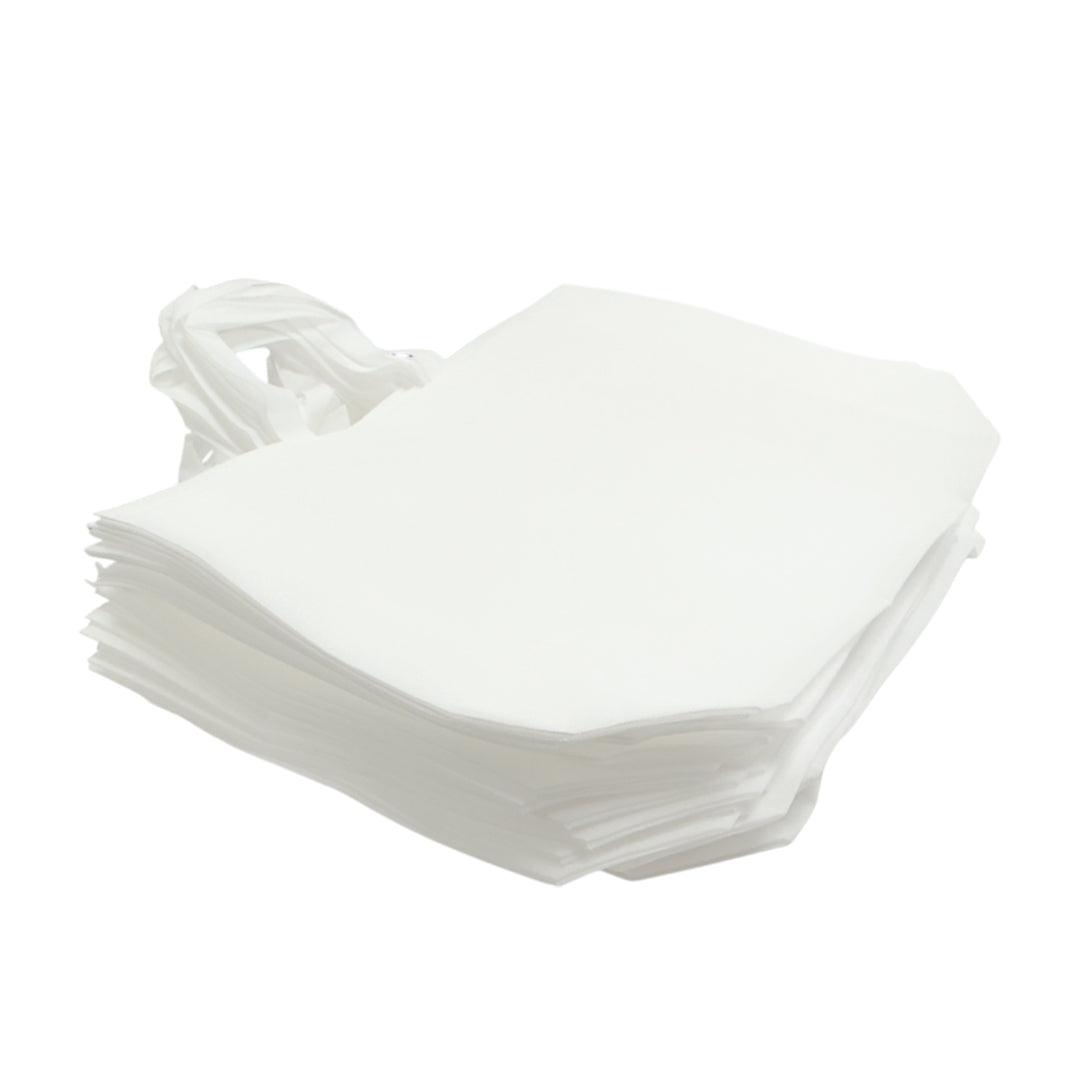 Pack of 100 White Coloured 35x25x10cm Non-Woven Bags with Handle
