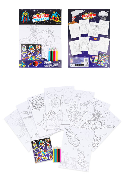 Superhero Colouring Set with Stickers