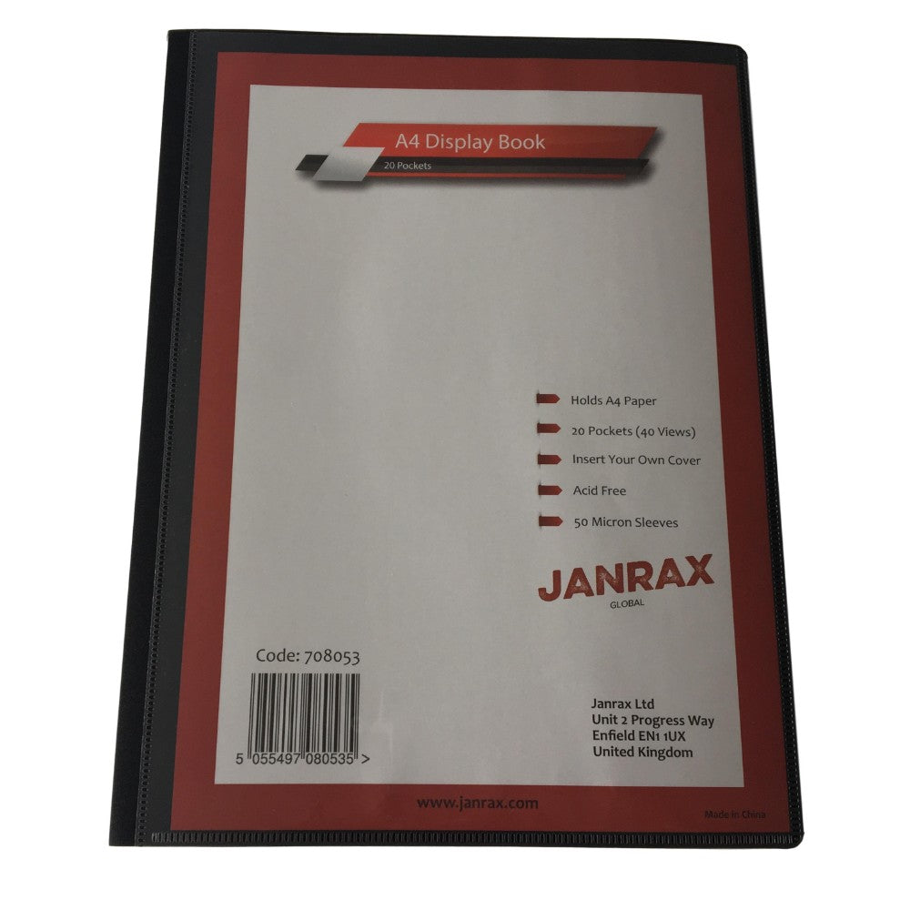 Pack of 6 A4 Presentation Display Books 20 Pockets (40 Views) by Janrax
