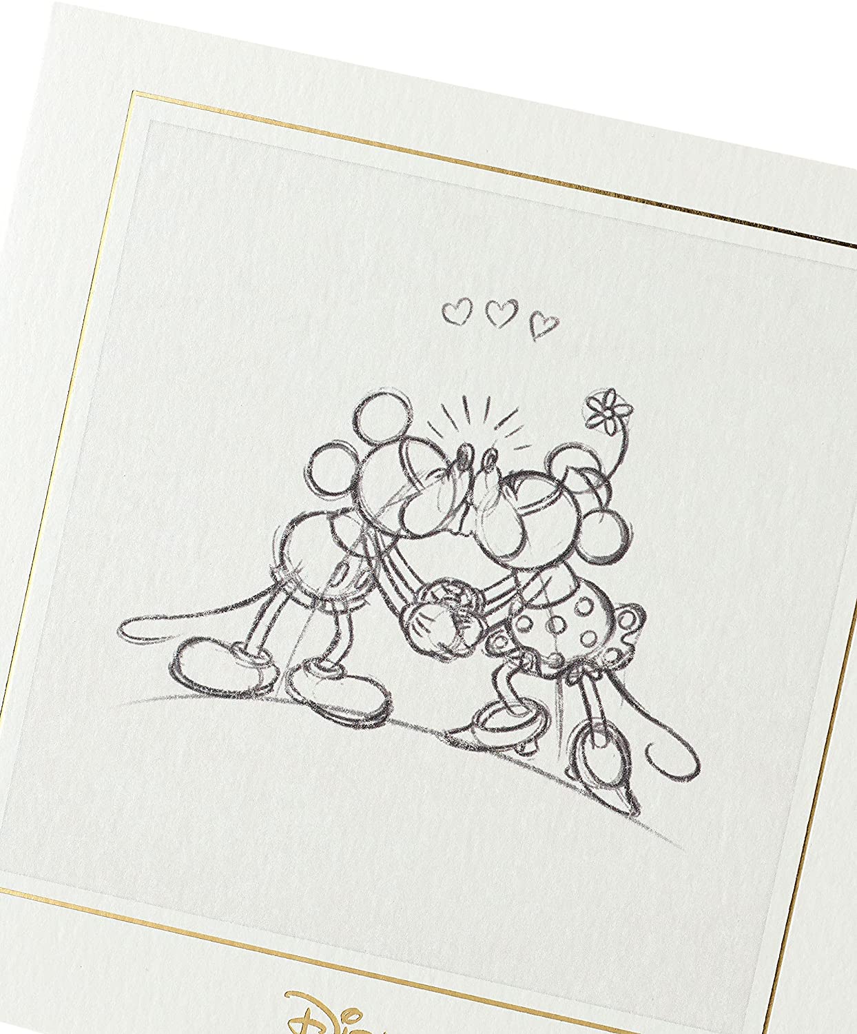 Minnie and Mickey Kissing Original Sketch Blank Birthday Card