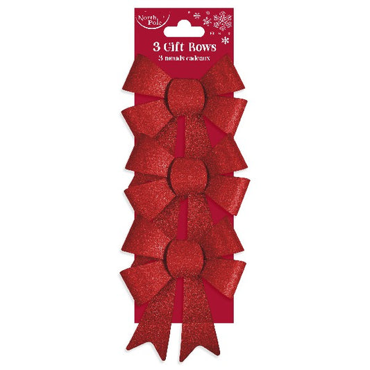 Pack of 3 Red Christmas Present Gift Bows