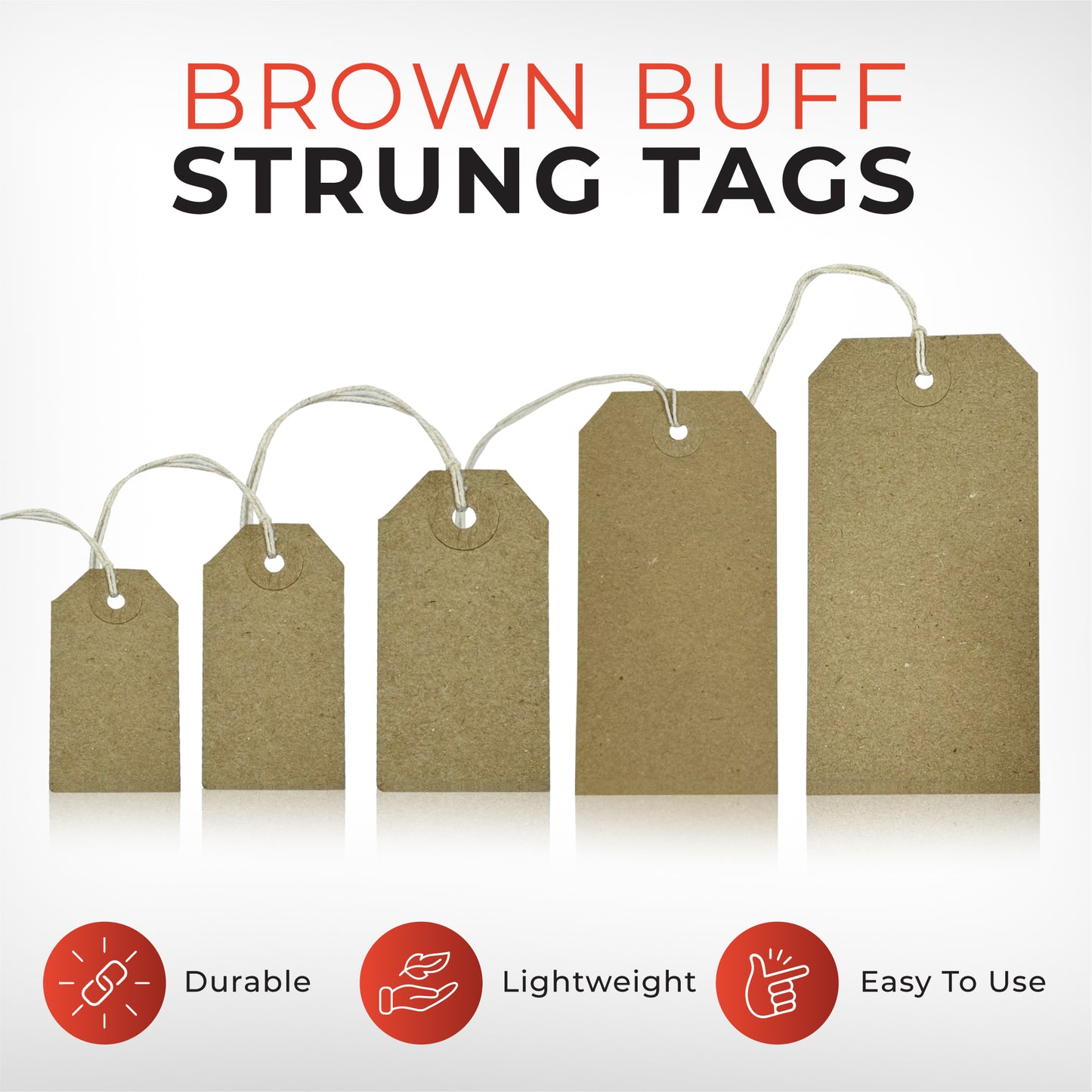 Pack of 250 Brown Buff Strung Tags 96mm x 48mm