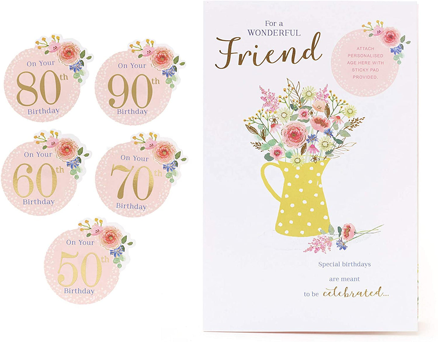 Friend Card with Nice Words Personalised Age 50th, 60th, 70th, 80th, 90th {DC}