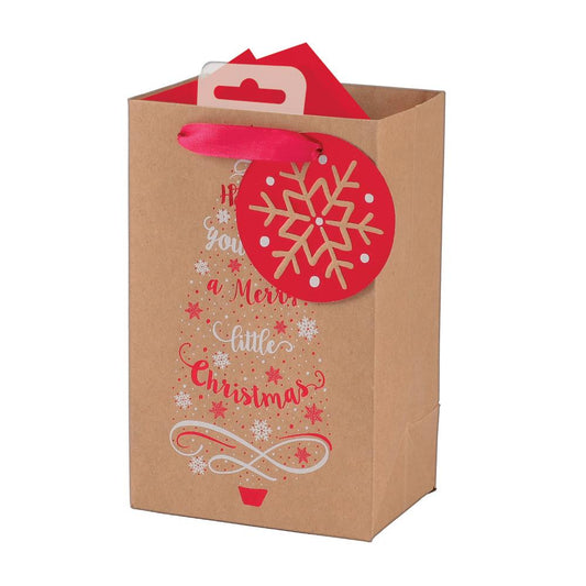 Kraft Tree and Text Design Christmas Perfume Gift Bag