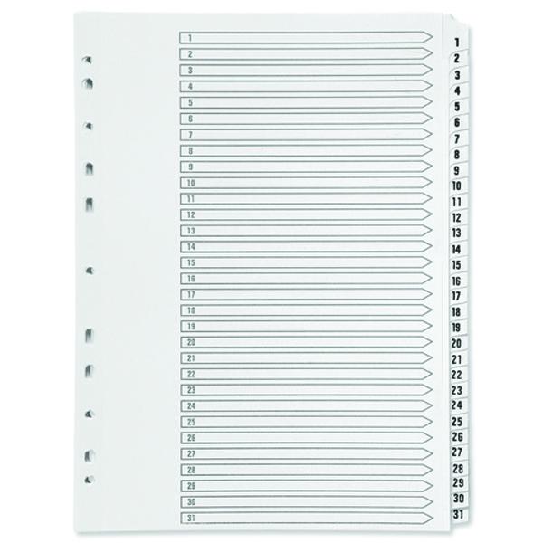 A4 White Plastic 31 Part Tabbed File Index Dividers for ring binders/lever arch