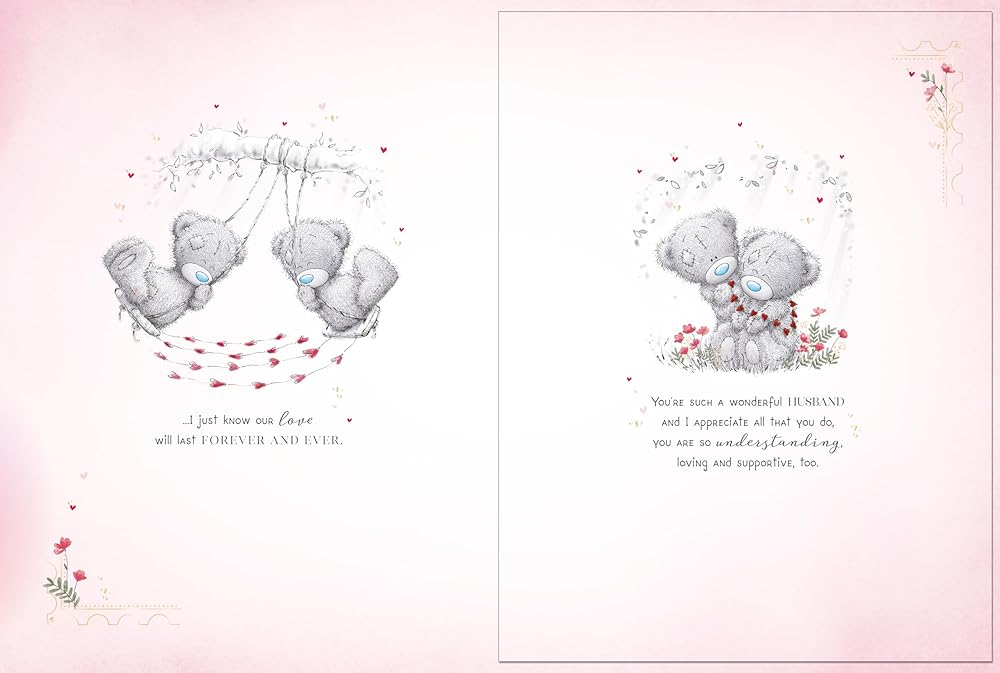 Bears Sat On Log Amazing Husband Luxury Boxed Handmade Valentine's Day Card