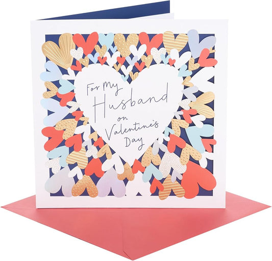 Laser Cut Hearts Design Husband Valentine's Day Card