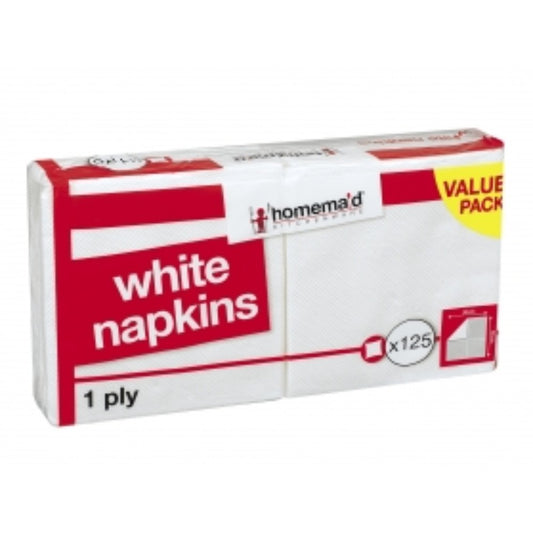 White Napkins - 1 ply - 125 Pack
