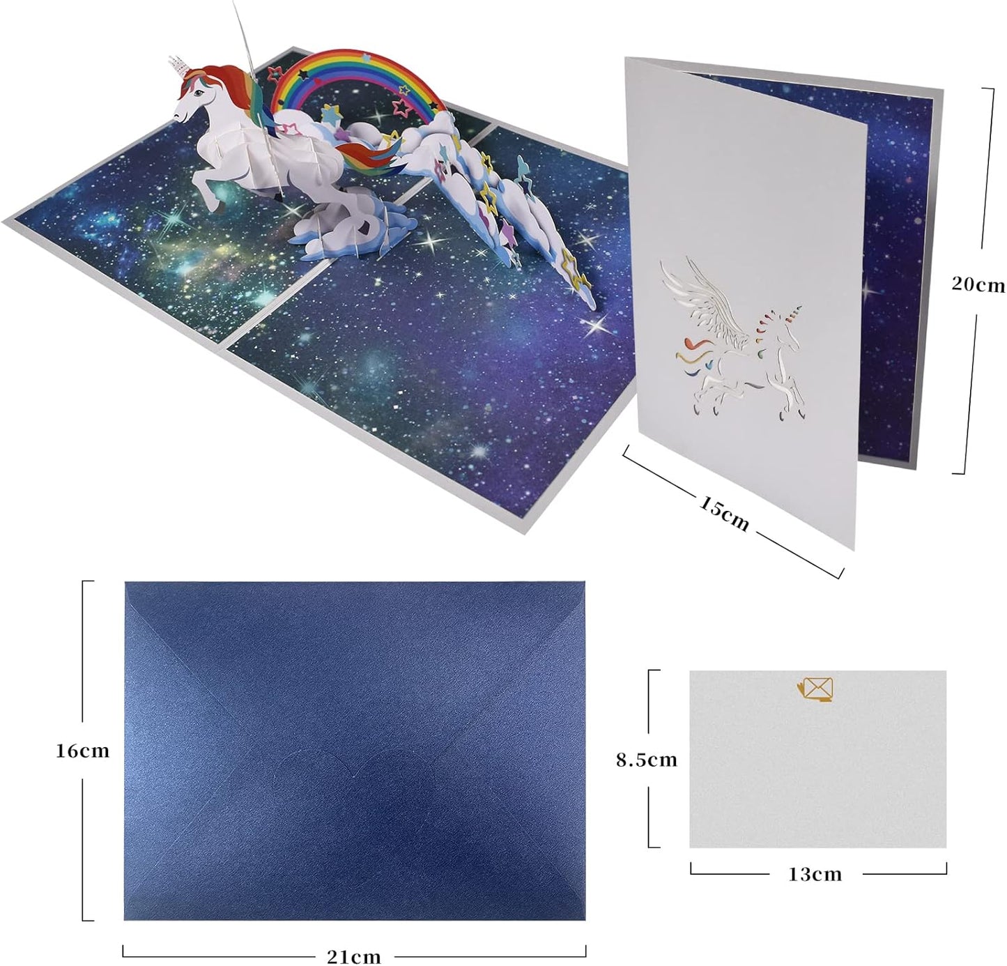 Stereoscopic Unicorn Galaxy 3D Pop Up Greeting Card - Kids Theme Birthday