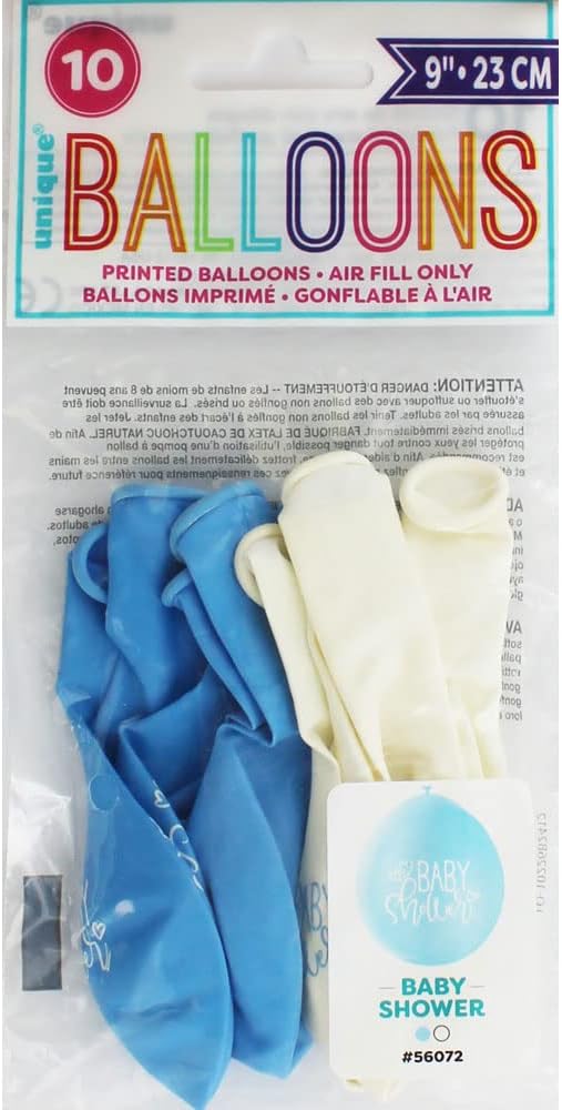 Pack of 10 Blue Baby Shower 9" Latex Balloons