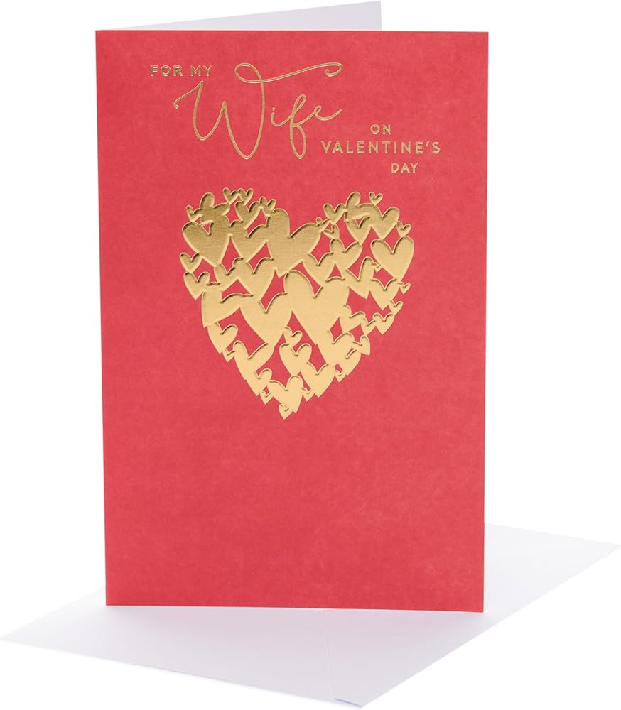 Red & Gold Design Wife Valentine's Day Card
