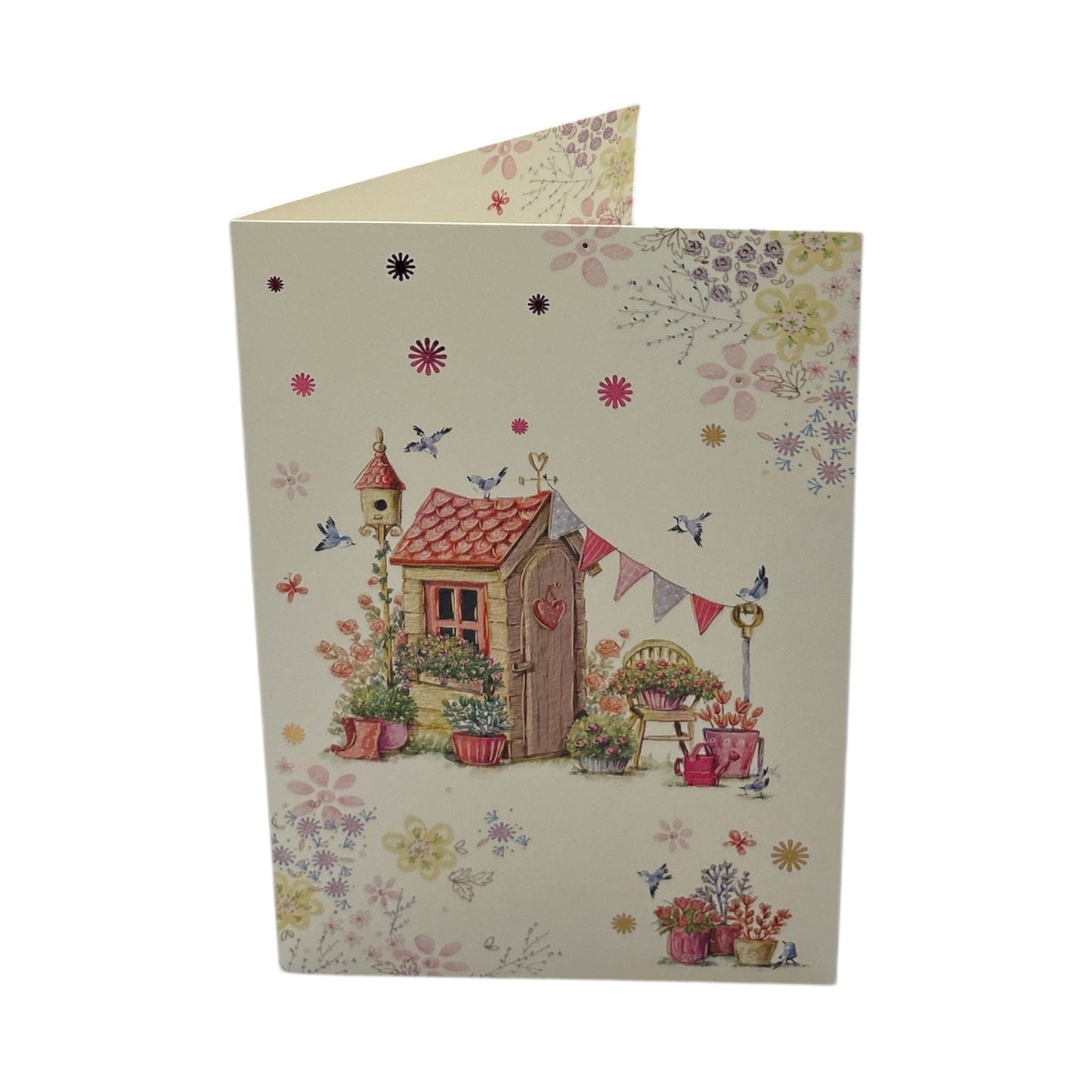 Open Blank Charming Garden Design Greeting Card