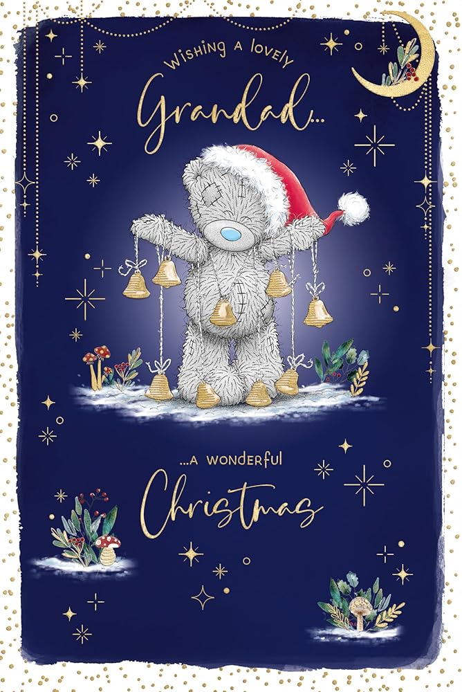 Bear With Bells Lovely Grandad Christmas Card