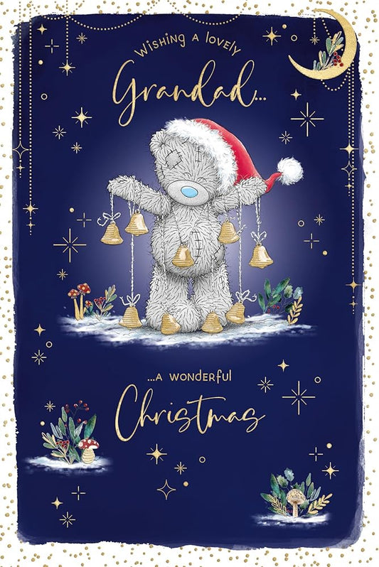 Bear With Bells Lovely Grandad Christmas Card