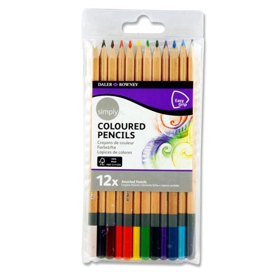 Pack of 12 Assorted Colour Sketch Pencils by Daler Rowney Simply