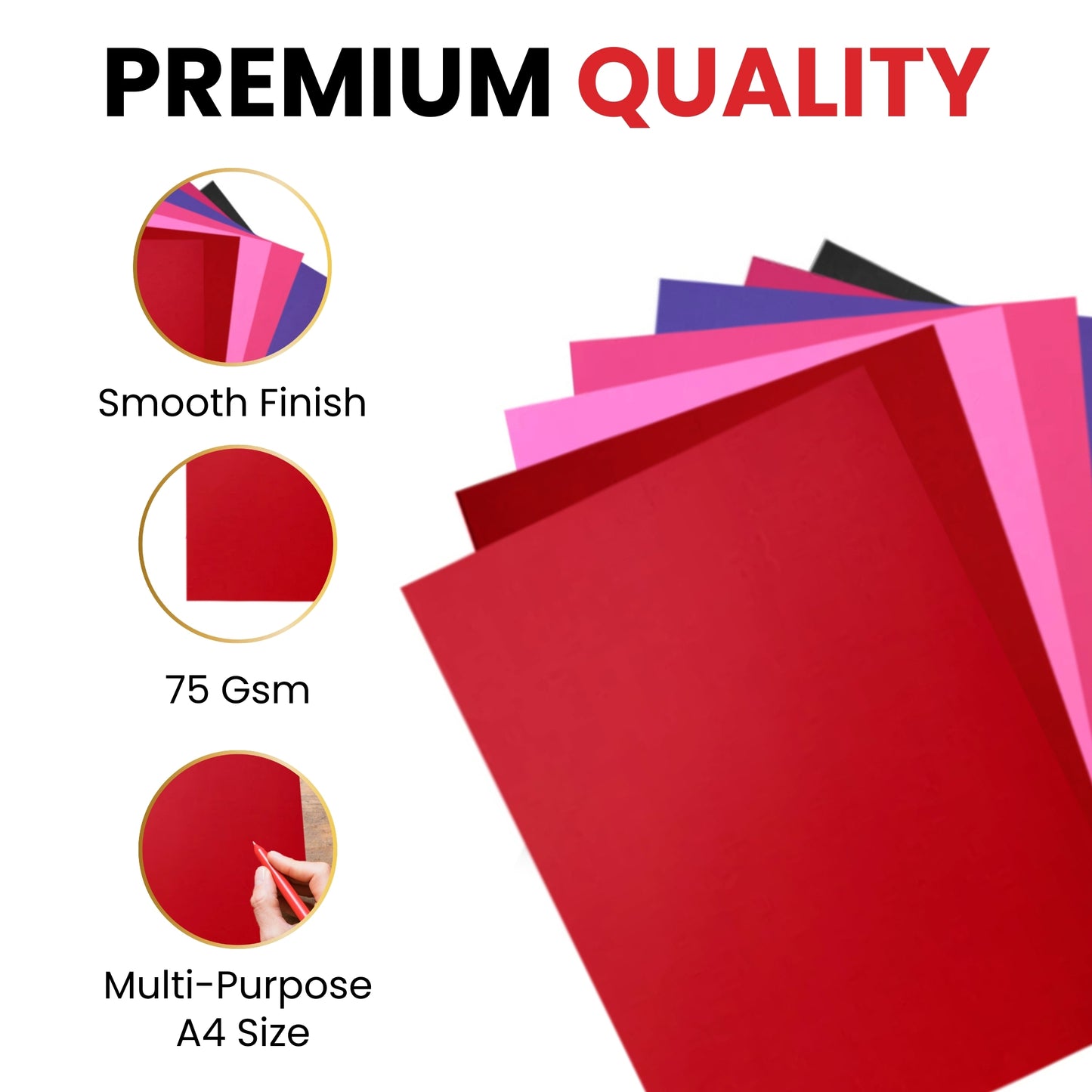 Pack of 800 A4 Assorted Valentine's Day Coloured 75gsm Craft Paper Sheets – 8 Colours (100 each)