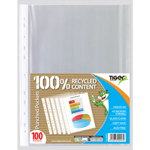 Pack of 100 A4 Punched Pockets