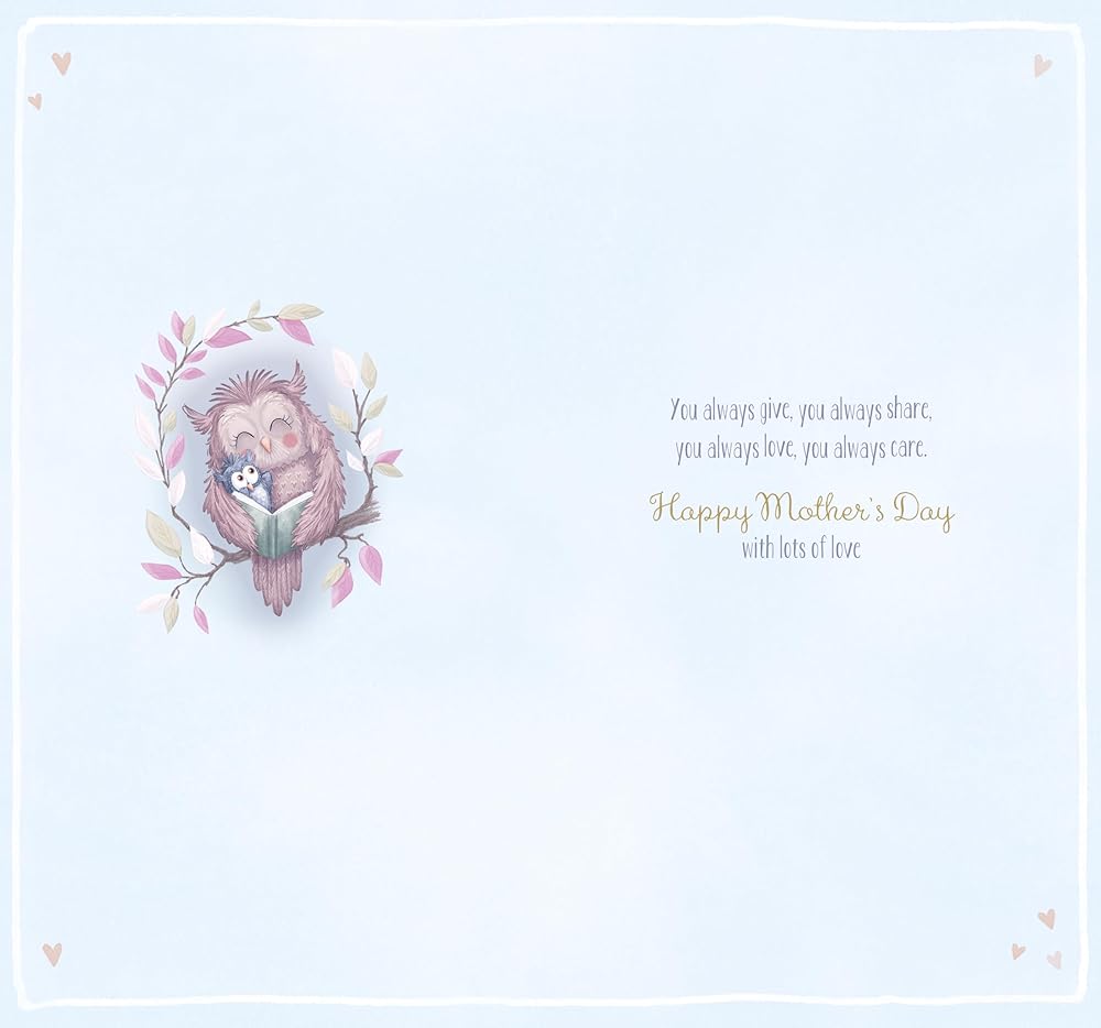 Owls Hugging From Grandson Mother's Day Card