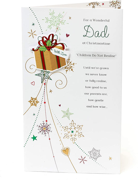 Dad Nice Verse Sparkling Snowflakes Design Christmas Card