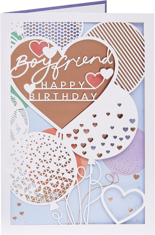 Hearts & Balloons Design Boyfriend Birthday Card